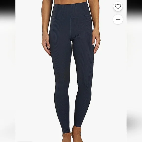 Girlfriend Collective-FLAWED-Black Ribbed Stretch High Rise Leggings-Size Medium - Picture 1 of 16